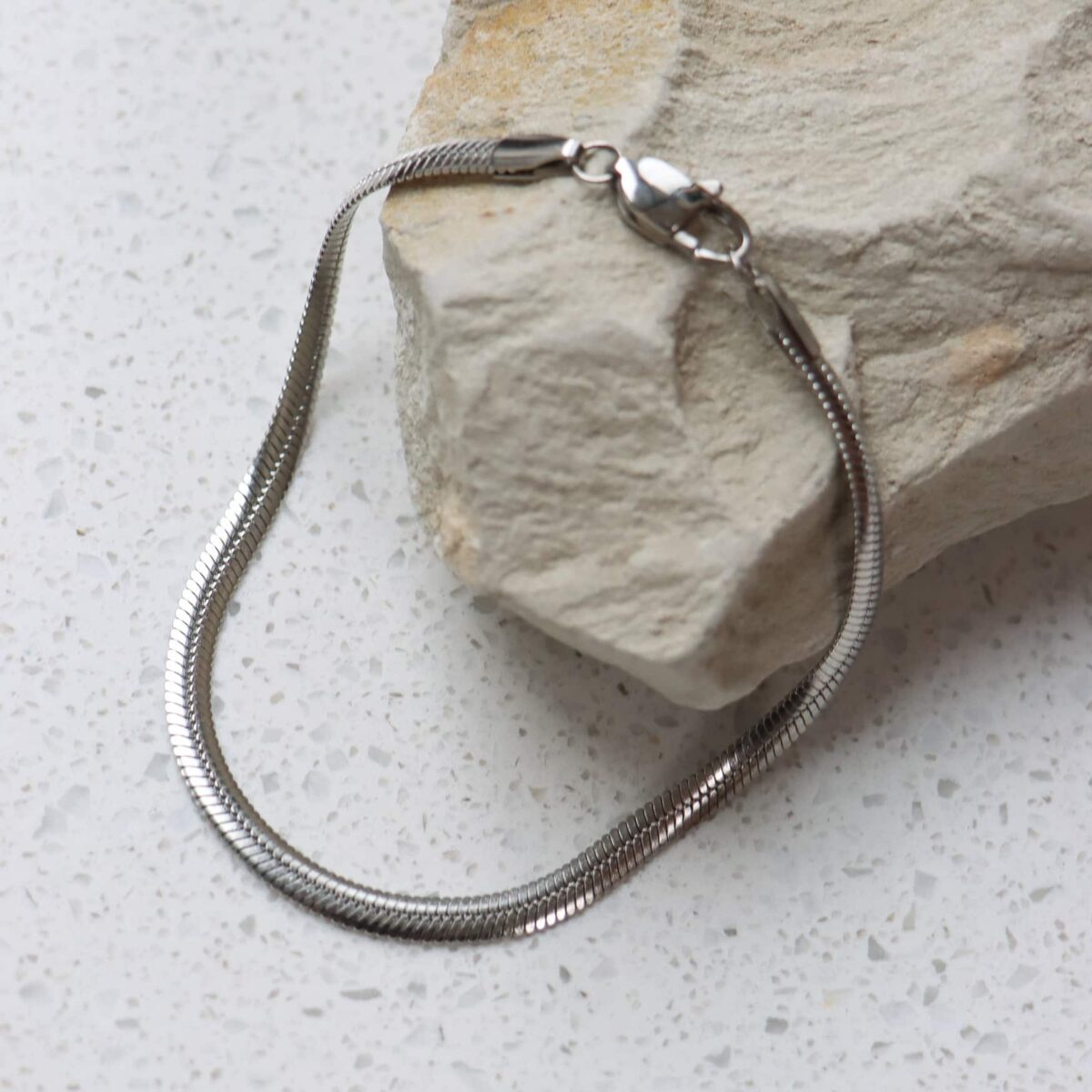 Smooth snake bracelet silver