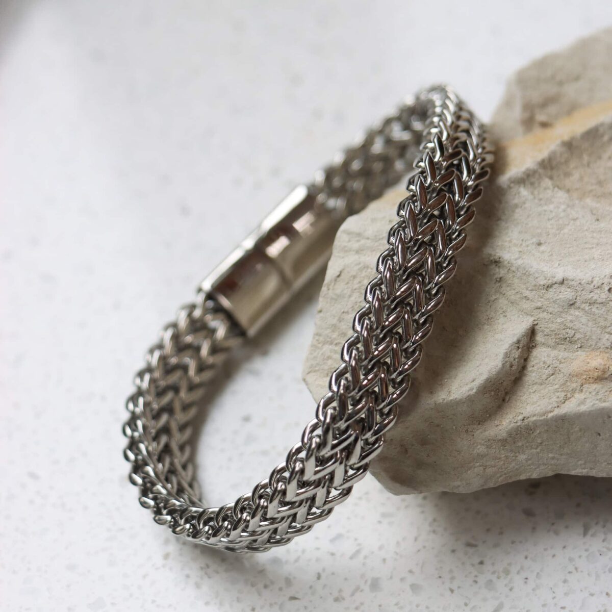 Big flat chain bracelet silver