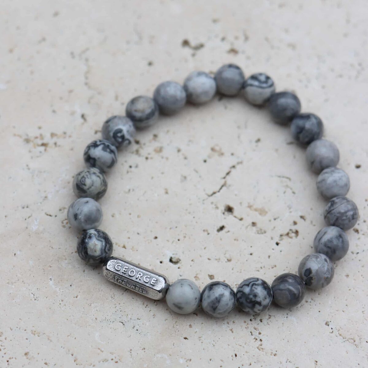 Marble grey bracelet silver