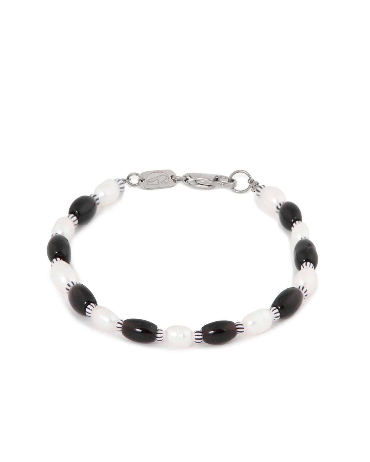 Black pearl bracelet silver