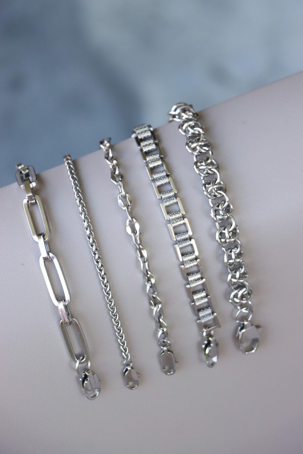 Flat chain bracelet silver