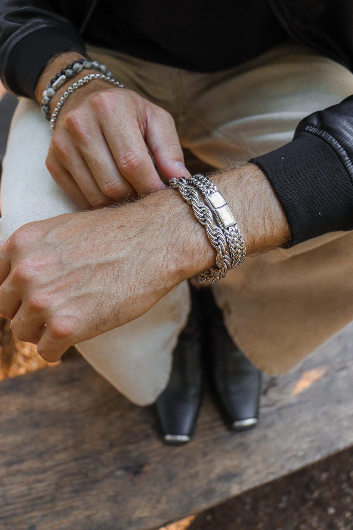 Big twisted bracelet silver