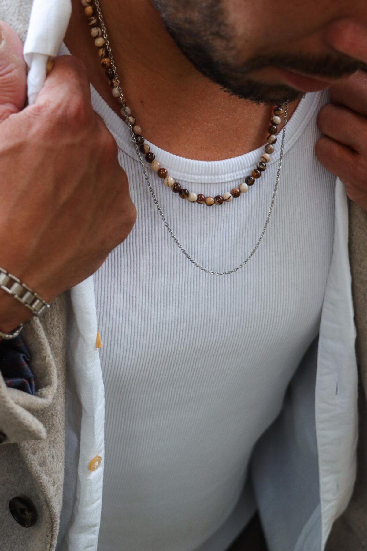 Thin chain necklace silver