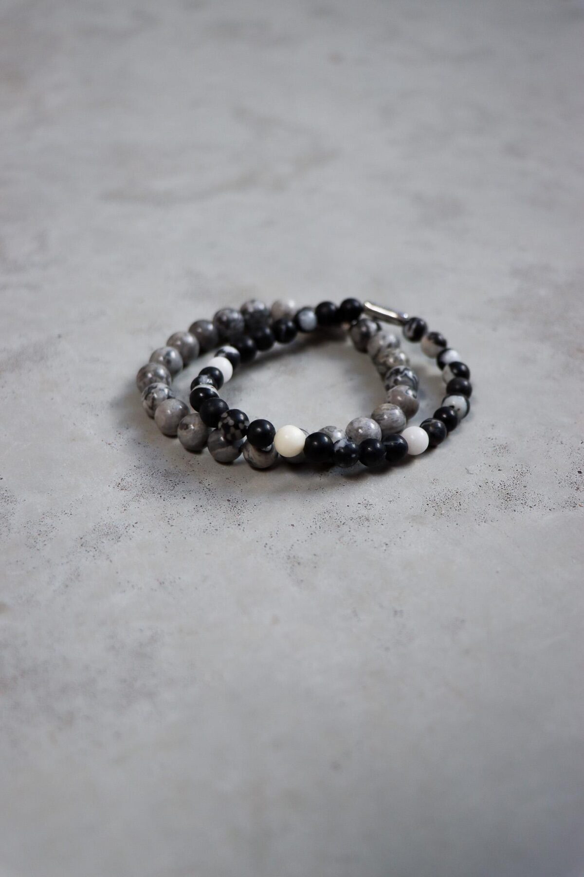 Marble grey bracelet silver