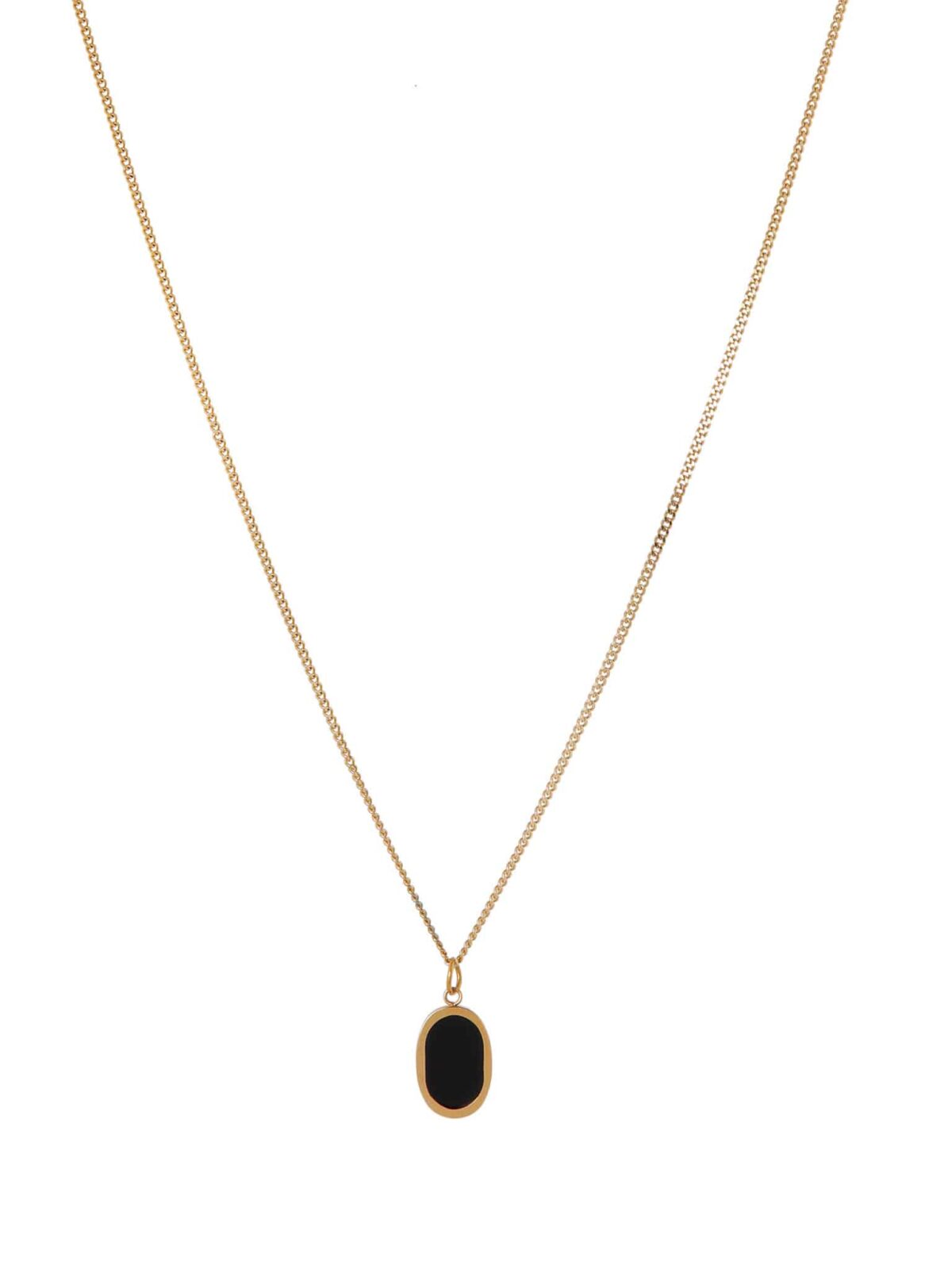 Oval black necklace gold