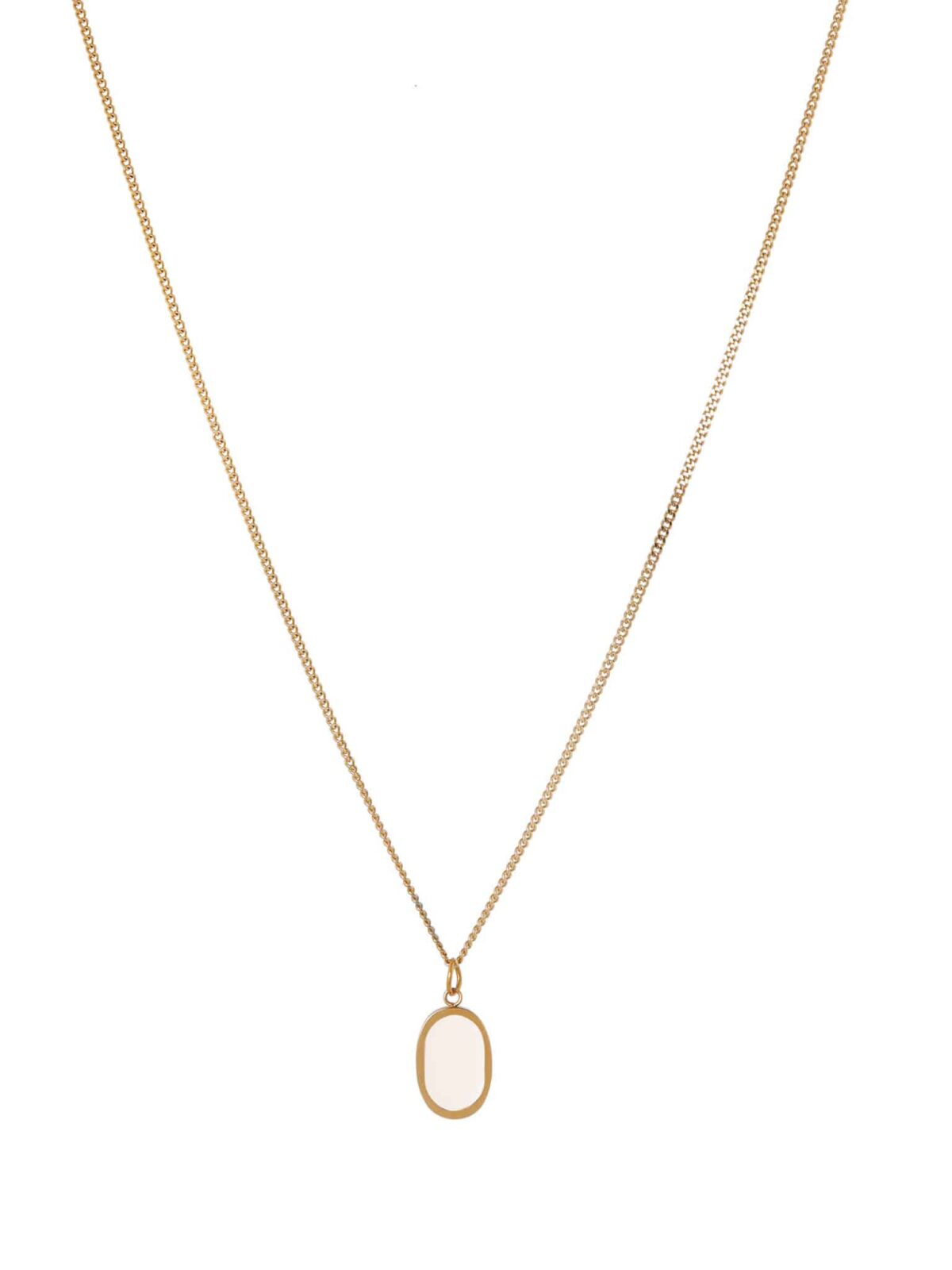 Oval white necklace gold