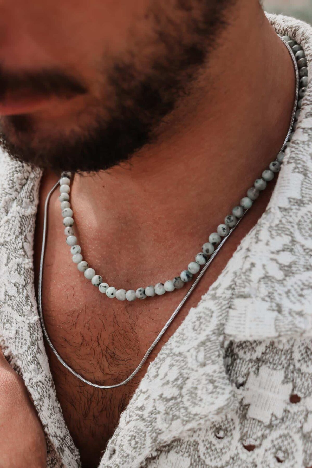 Marble green necklace silver