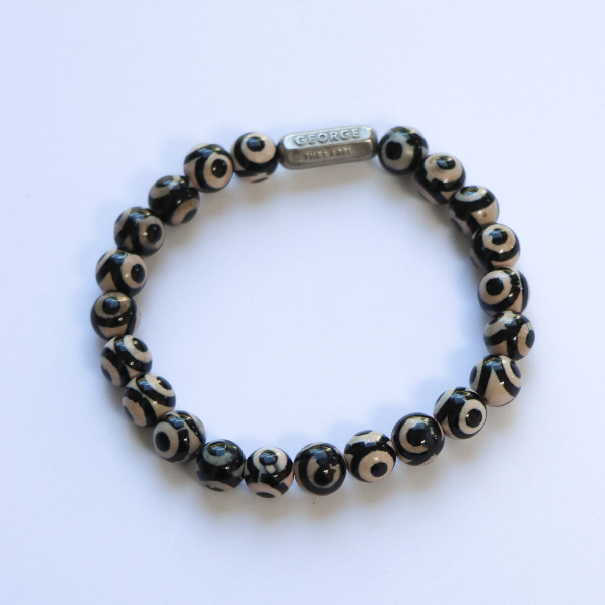 Black round bracelet silver