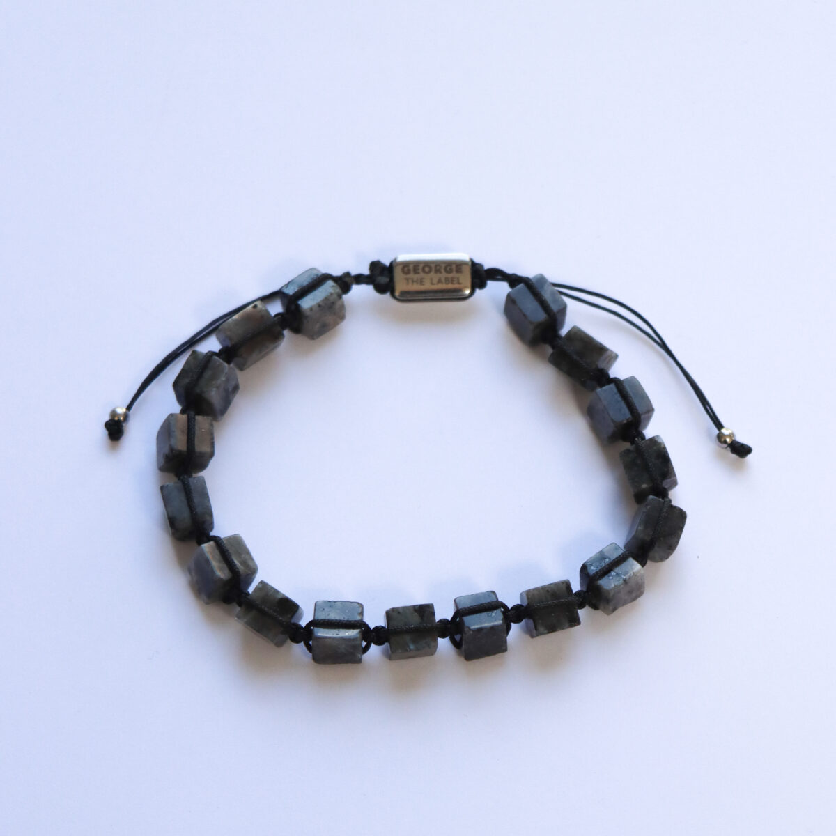 Black square bracelet silver