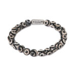 Black round bracelet silver