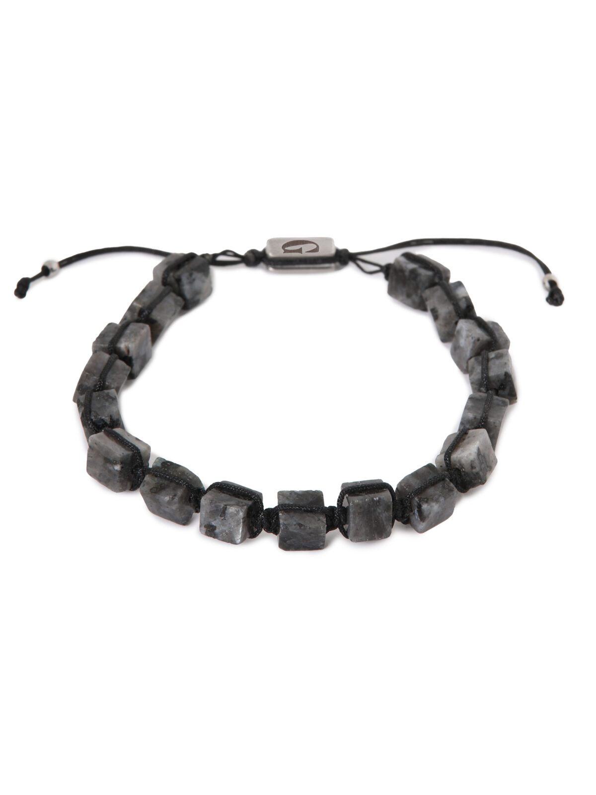 Black square bracelet silver
