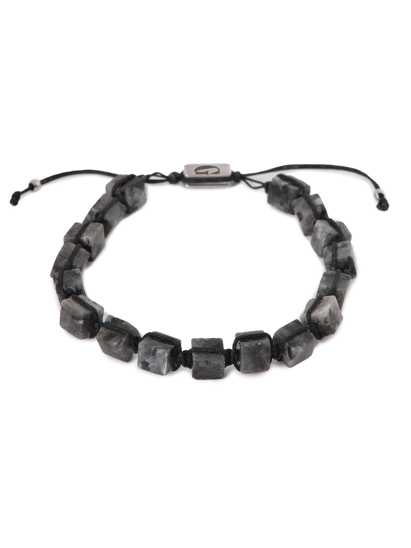 Black square bracelet silver