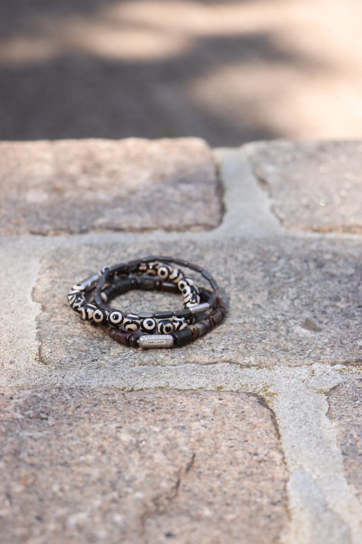 Black round bracelet silver